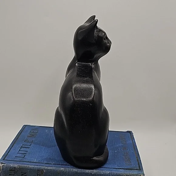Vintage Black Cat Figurine Paperweight Bookend Doorstop in Heavy Resin 9" 2.4lb - Picture 7 of 11